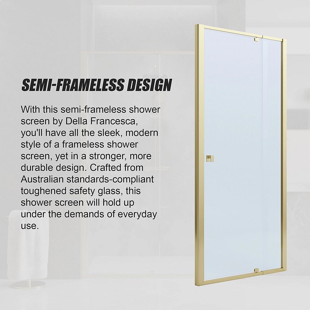 Semi-Frameless Shower Screen – Gold, Front: 114 122 x195cm, No Side Return