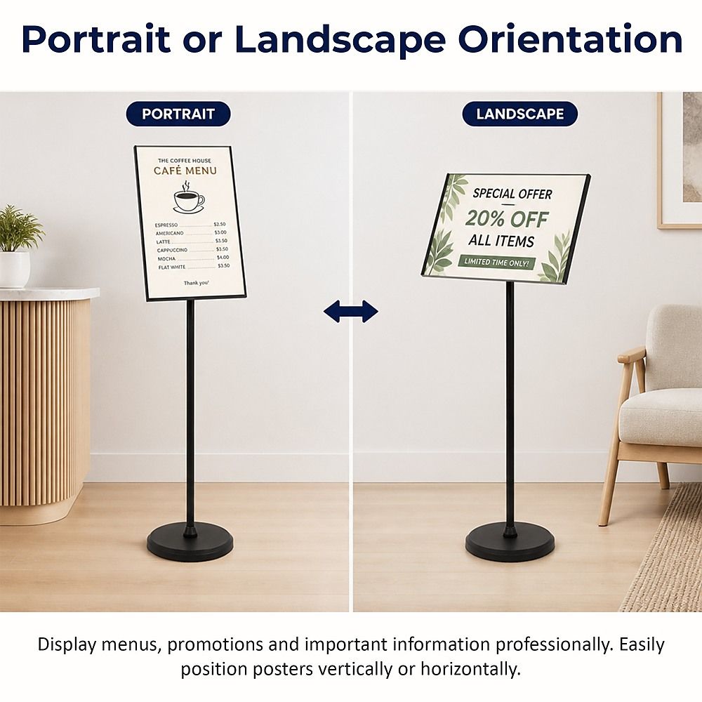 A3 Premium Floor Poster Stand Adjustable Height Business Menu Display Pedestal Sign