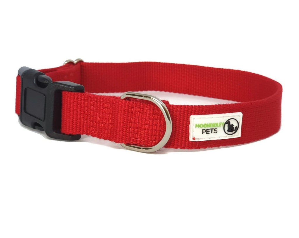 100% Pure Bamboo Fibre Dog Collar Plastic Buckle Large Red