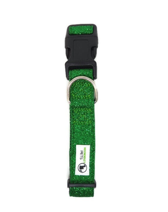 Bling Glitter Overlay Nylon Dog Collar Breakaway Buckle X-Large Green