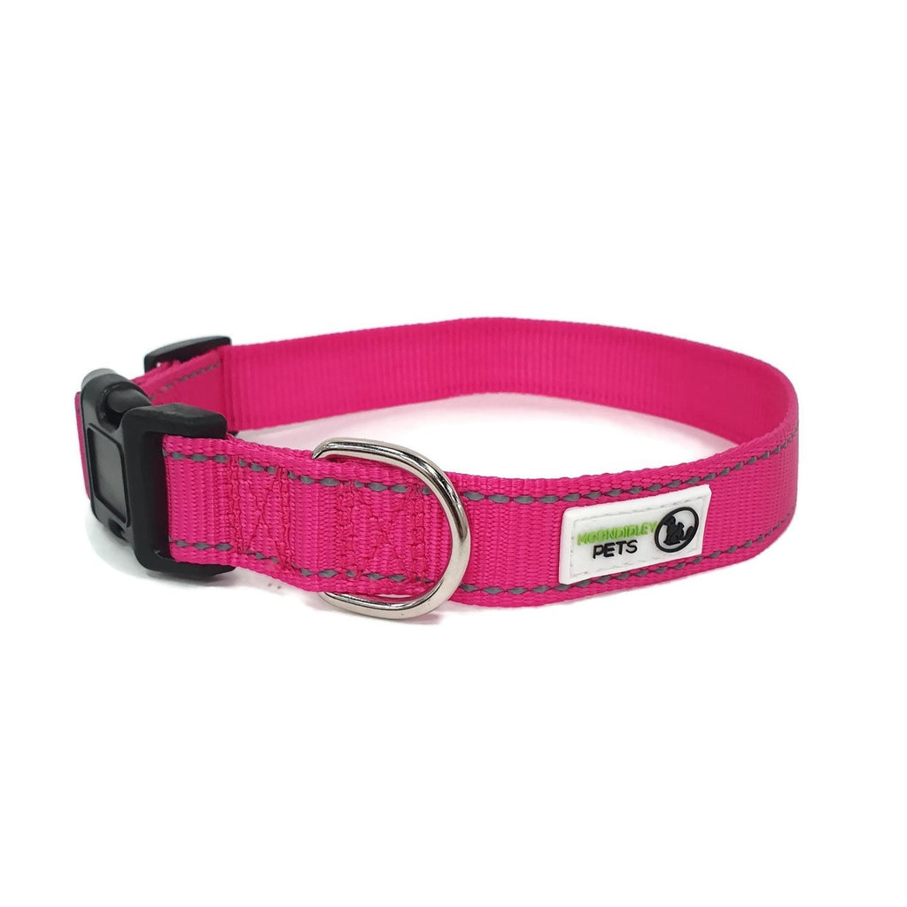Nylon w/Reflective Stitching Dog Collar X-Large Pink