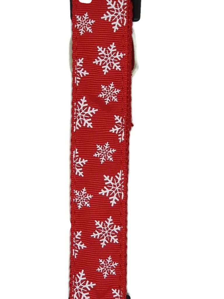Christmas Dog Collars Adjustable Large Red Snow Flakes