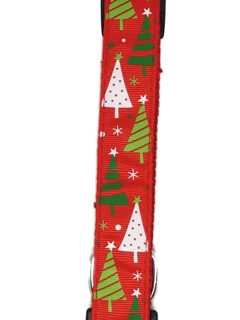 Christmas Dog Collars Adjustable Large Red Xmas Trees