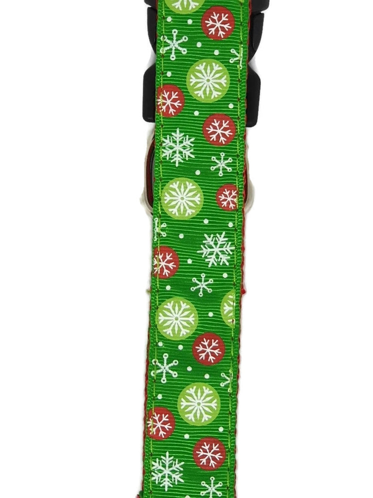 Christmas Dog Leashes 1.2m Green Snow Flakes