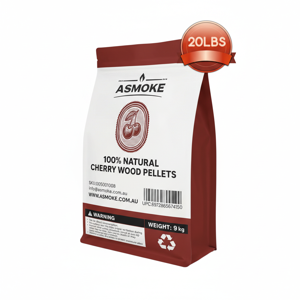 ASMOKE 100% Natural Cherry Wood BBQ Smoker Pellets 9kg / 20lbs