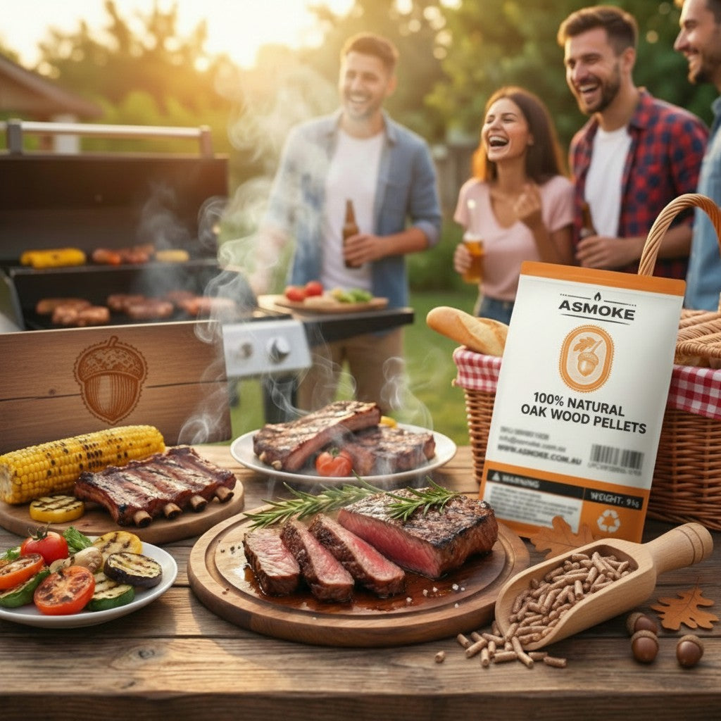 ASMOKE 100% Natural Premium Oak Wood BBQ Pellets for Smoker & Grill 9kg / 20lbs