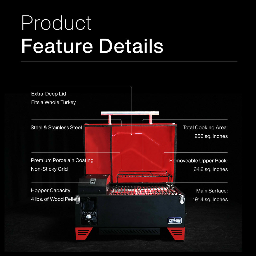 Portable 8-in-1 Pellet Grill & Smoker with ASCA System - ASMOKE