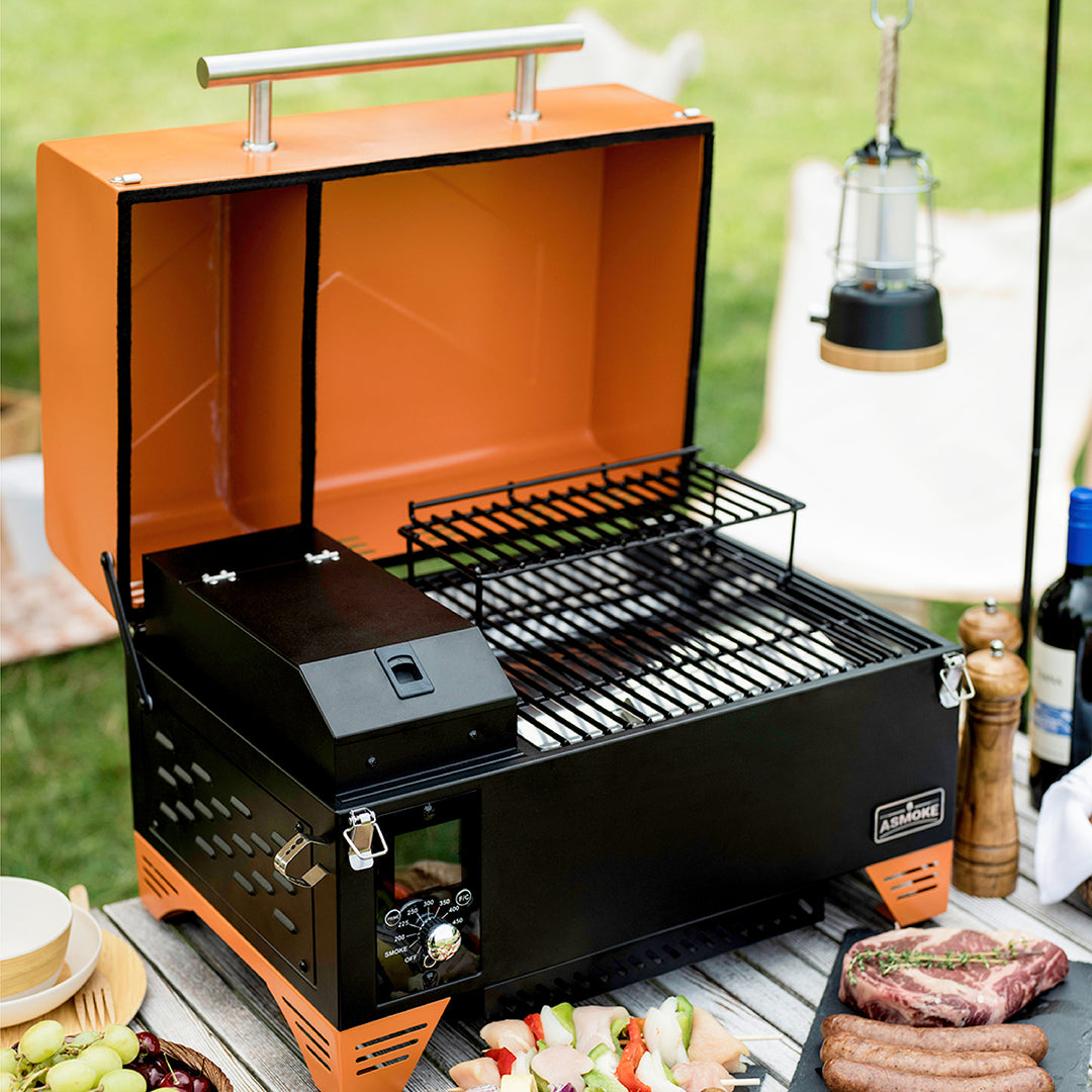 Portable 8-in-1 Wood Pellet Grill with ASCA System - Asmoke AS350