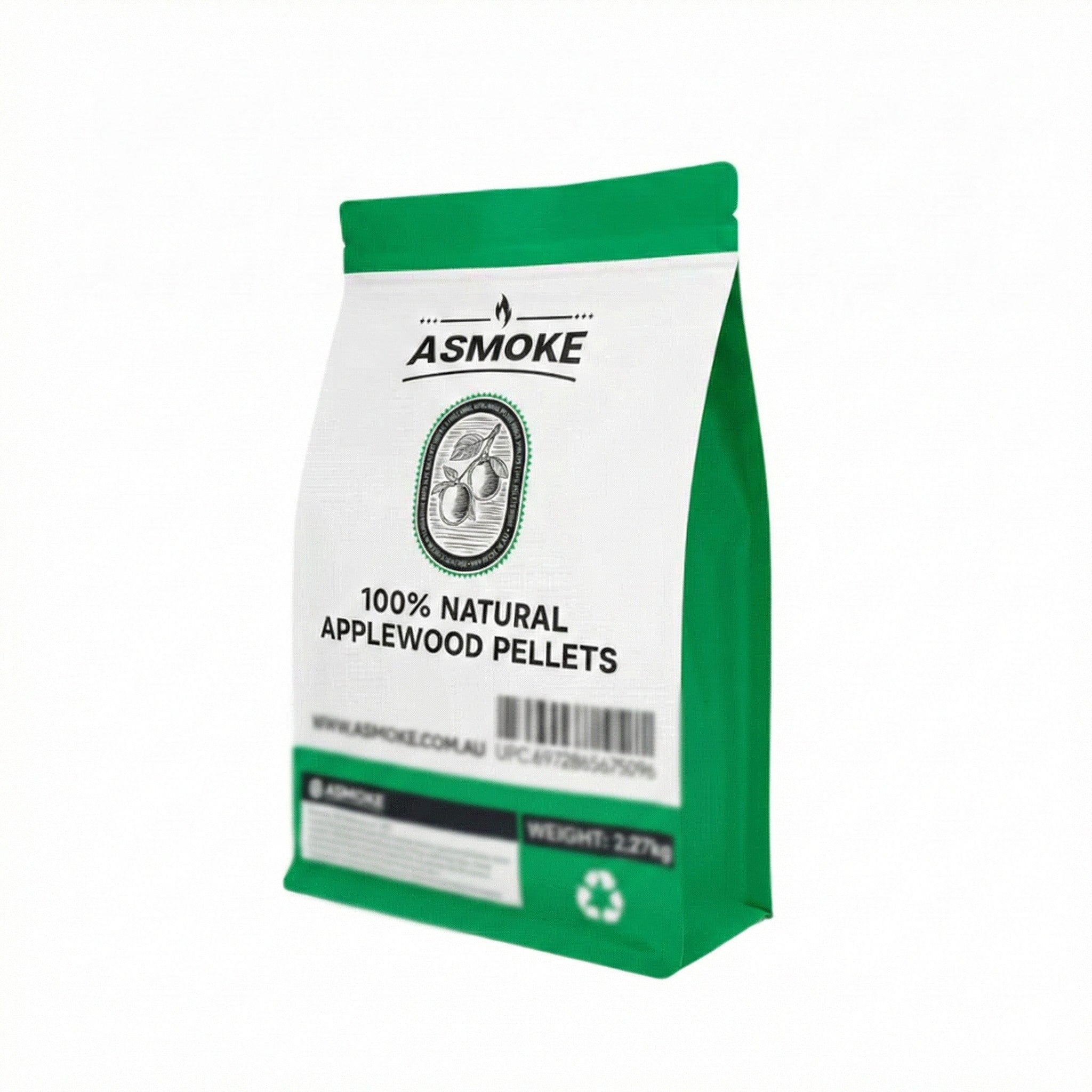 ASMOKE 100% Natural Apple Wood BBQ Smoker Pellets 2.27kg - Premium Fruit Hardwood for Chicken & Pork