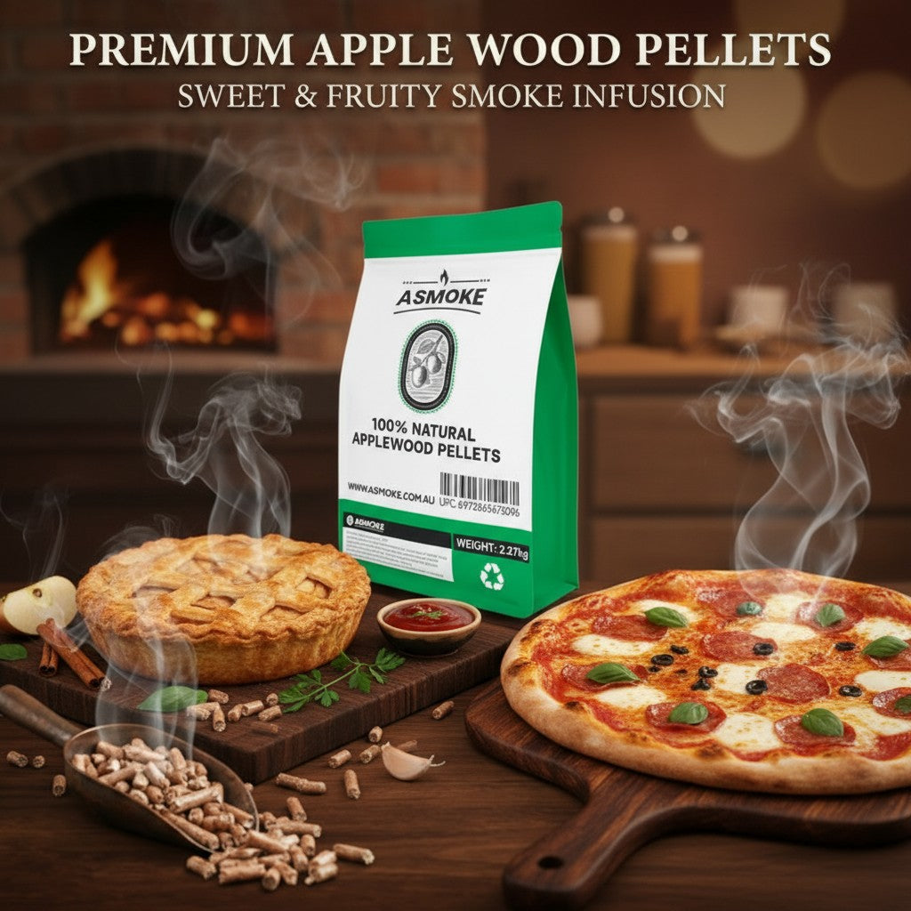 ASMOKE 100% Natural Apple Wood BBQ Smoker Pellets 2.27kg - Premium Fruit Hardwood for Chicken & Pork