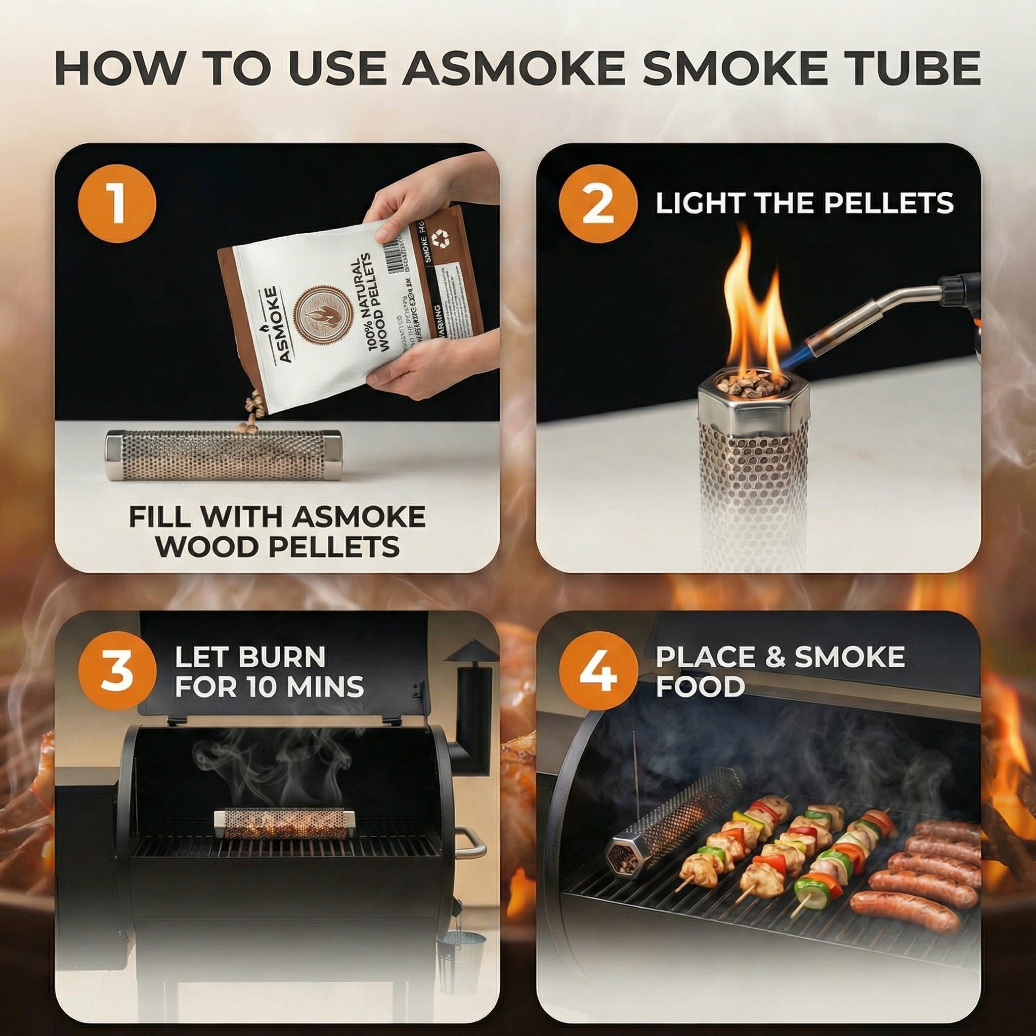 ASMOKE 19kg 40lbs Premium Apple Wood BBQ Smoker Pellets Bulk Bundle 8 x 2.27kg Bags