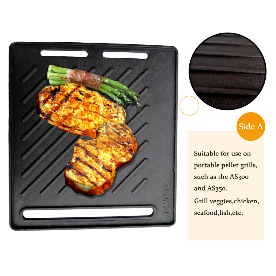 ASMOKE Pre-Seasoned Matte Enamel Cast Iron Reversible Grill/Griddle