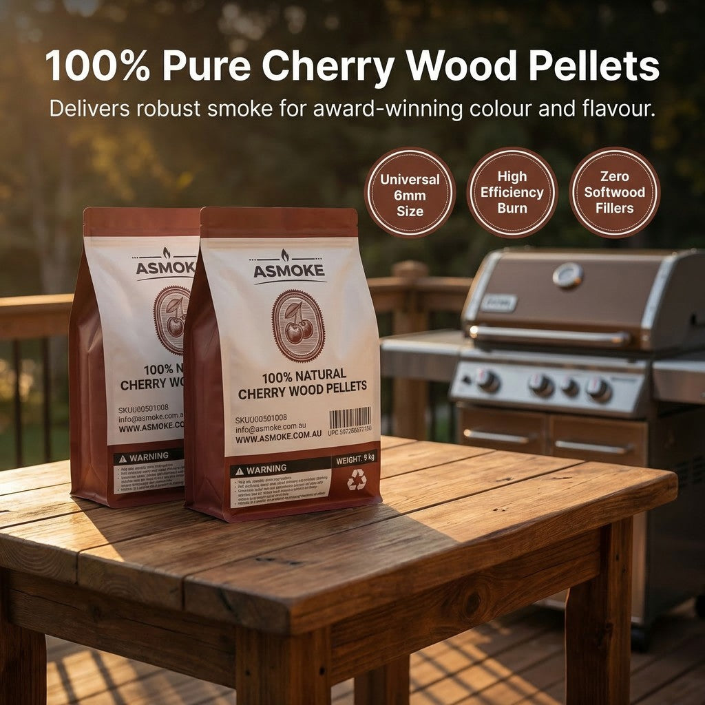 ASMOKE 100% Natural Cherry Wood BBQ Smoker Pellets 9kg / 20lbs x2