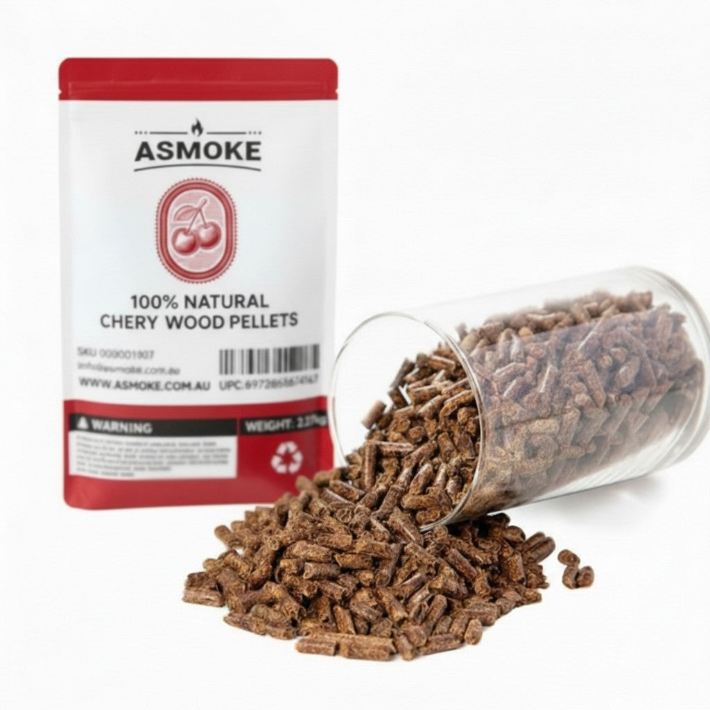 ASMOKE 100% Natural Cherry Wood BBQ Pellets 2.27kg - Premium Fruit Hardwood for Smoker Grills & Cold Smoking