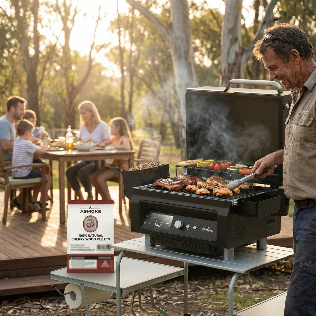 ASMOKE 100% Natural Cherry Wood BBQ Pellets 2.27kg - Premium Fruit Hardwood for Smoker Grills & Cold Smoking