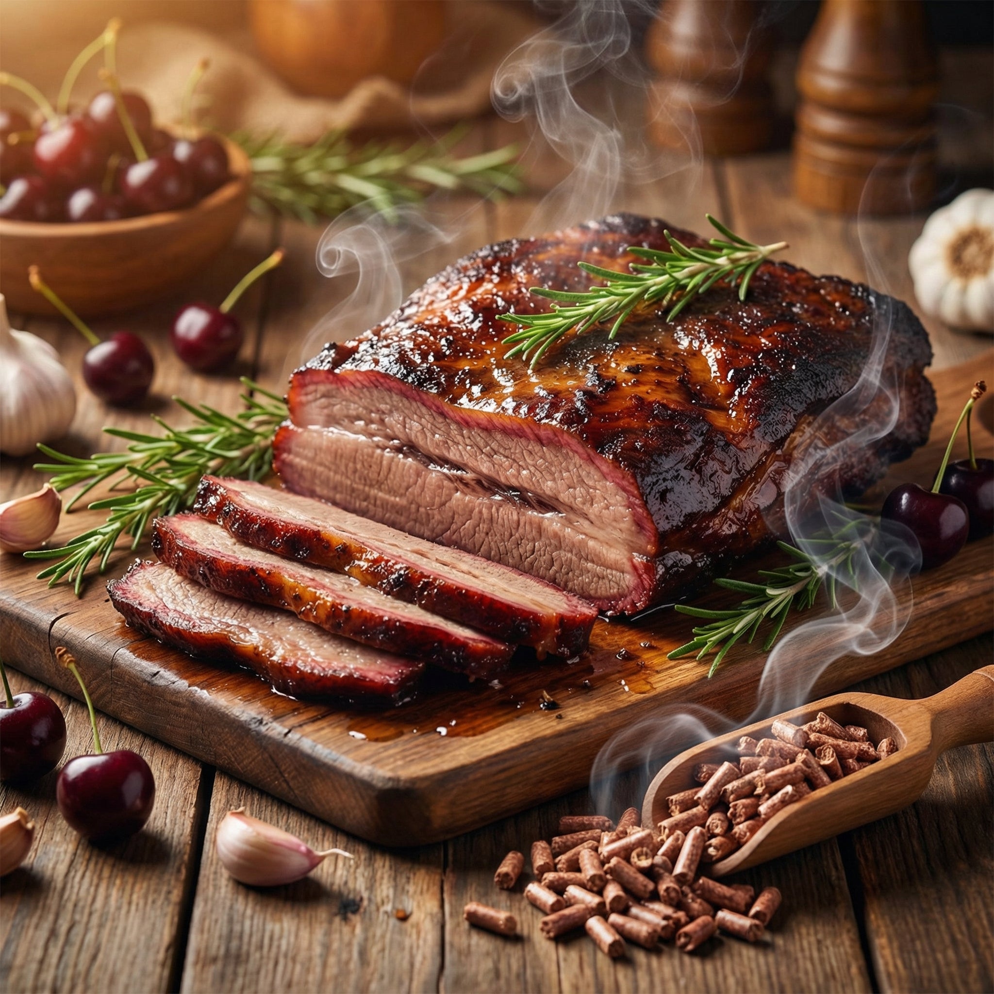 ASMOKE 19kg 40lbs Premium Cherry Wood BBQ Smoker Pellets Bulk Bundle 8 x 2.27kg Bags