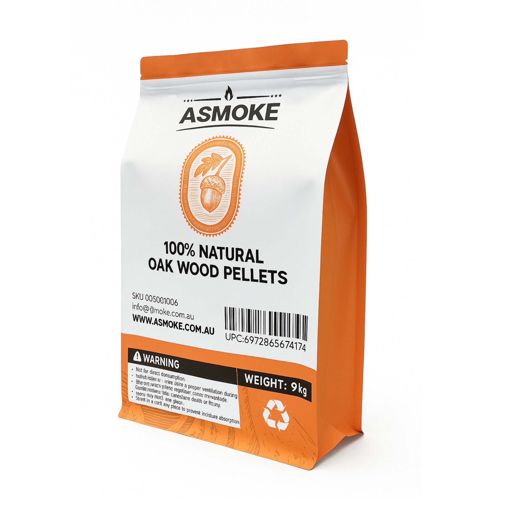 ASMOKE 100% Natural Premium Oak Wood BBQ Pellets for Smoker & Grill 9kg / 20lbs x2