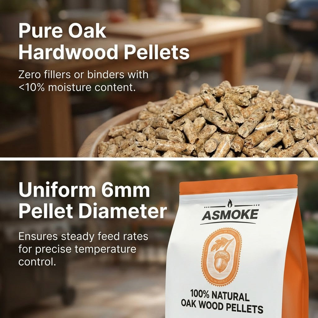 ASMOKE 100% Natural Premium Oak Wood BBQ Pellets for Smoker & Grill 9kg / 20lbs x2