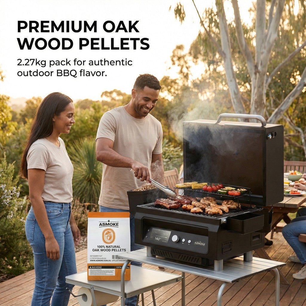 ASMOKE 100% Natural Oak Wood BBQ Pellets 2.27kg - High Heat Hardwood for Brisket & Pizza Ovens