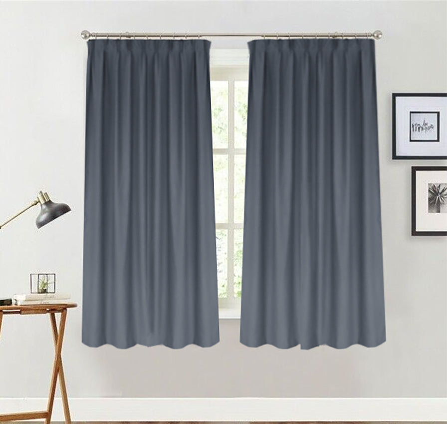 Thermal Blockout Curtains 260x160cm Pinch Pleat Set Grey