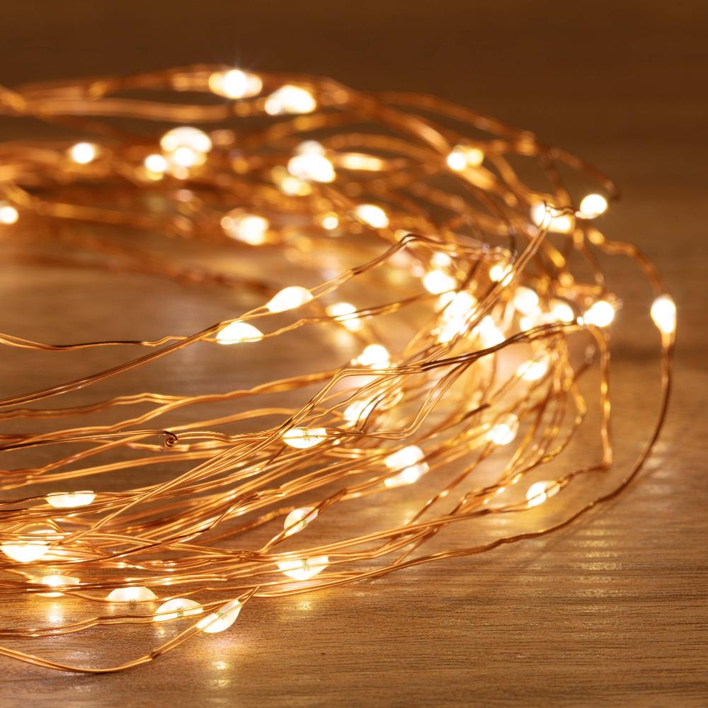 Battery Operated 30 LED Wire Pin Lights – 3m, available in 3 Colors - Warm White