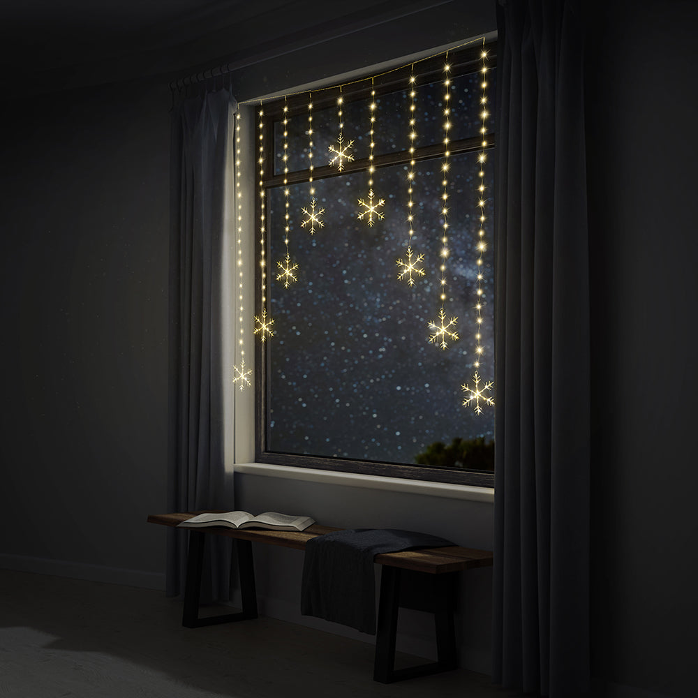 LED Snowflakes Curtain Lights avialable in 2 Colors - Warm White