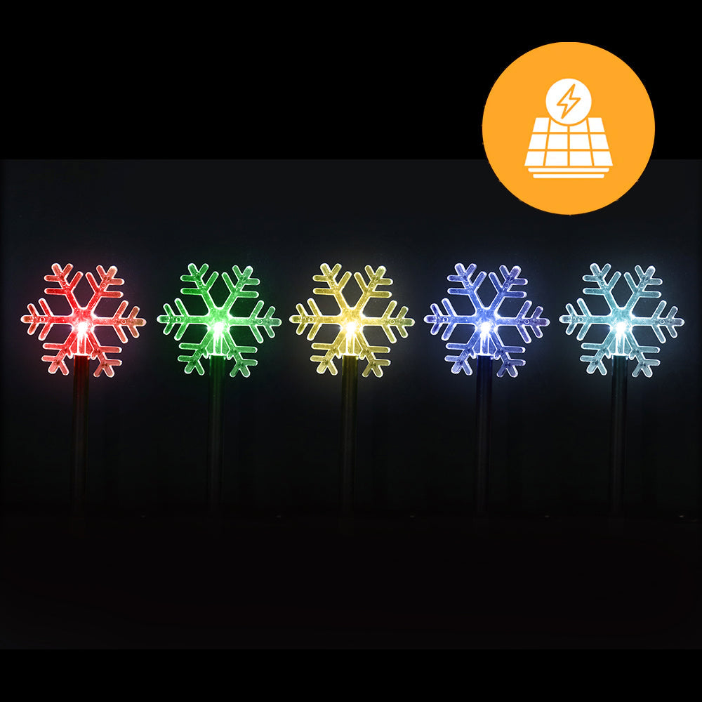 Solar Snowflake Path Lights – 5 Pack, 35cm available in 2 Colors - Multicolor