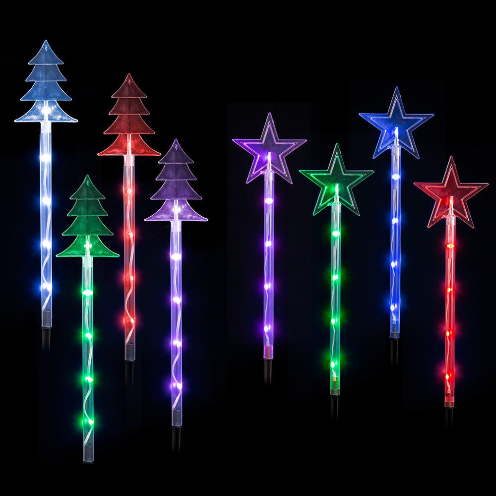 LED Lightshow Star Path Lights 4 pieces Remote Controlled - Trees