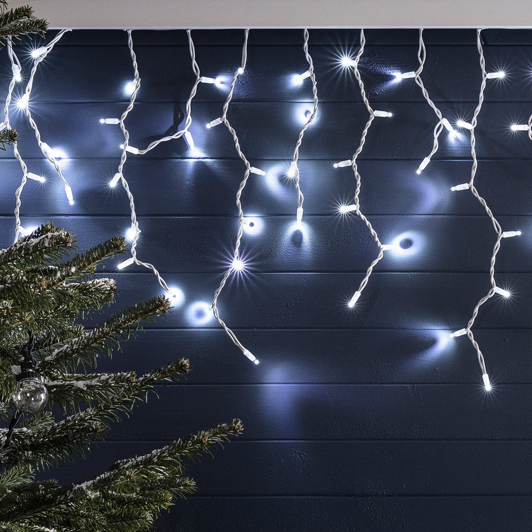 500 LED Icicle Lights – available in 4 Colors - White & Blue