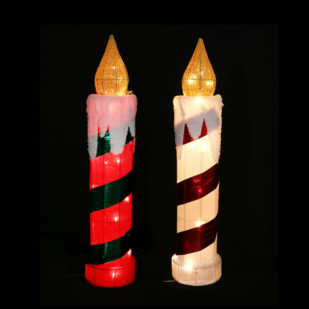 LED Tinsel Candle 77cm Twinkle, available in 2 Colors - Red & Green