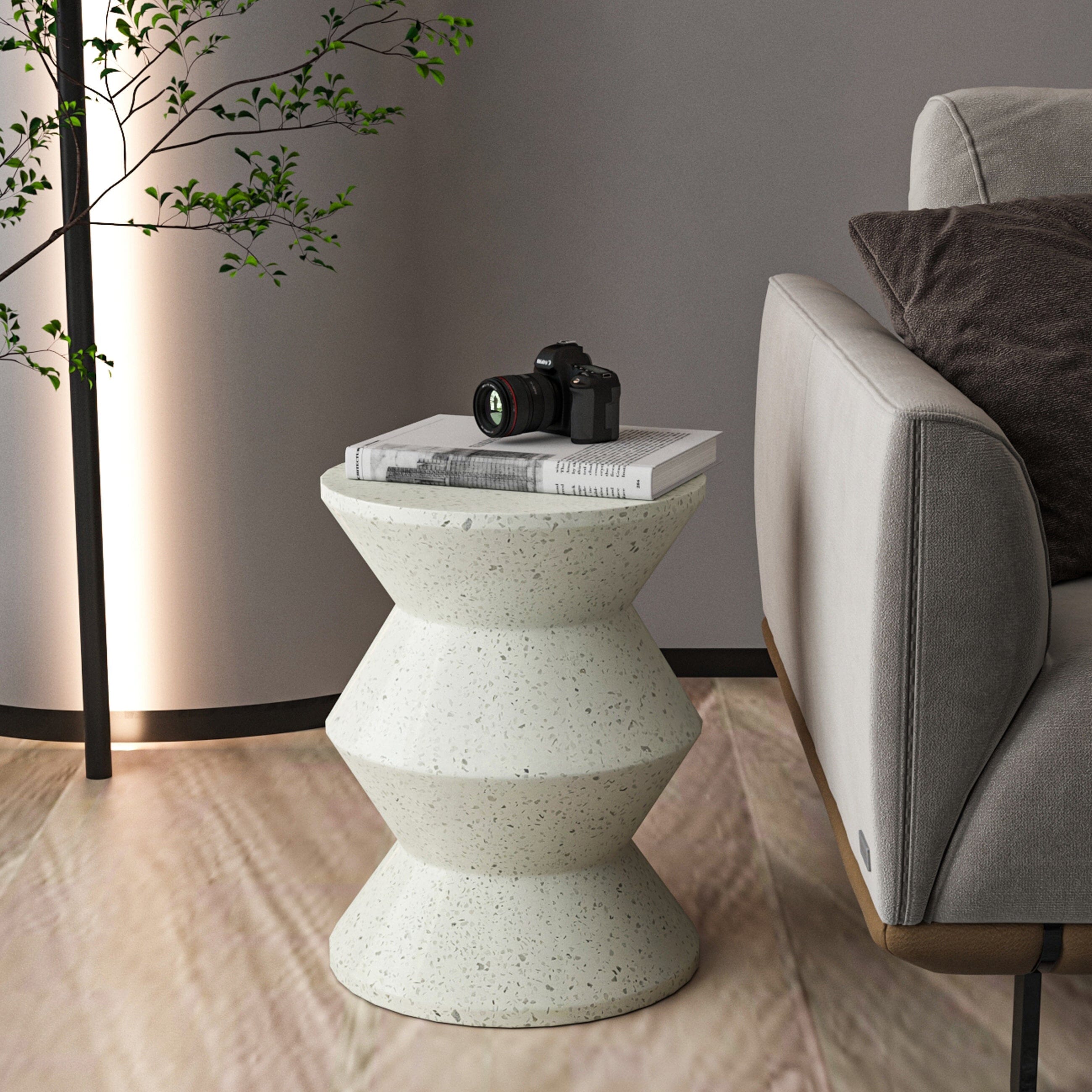 MOSS CEMENT SIDE TABLE