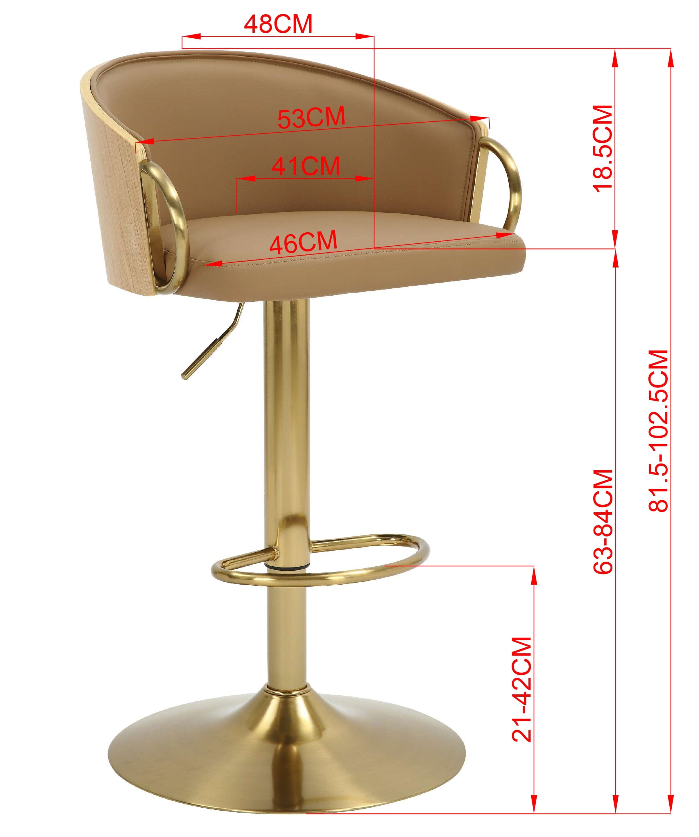 JENSEN GOLD GAS LIFT BAR STOOL