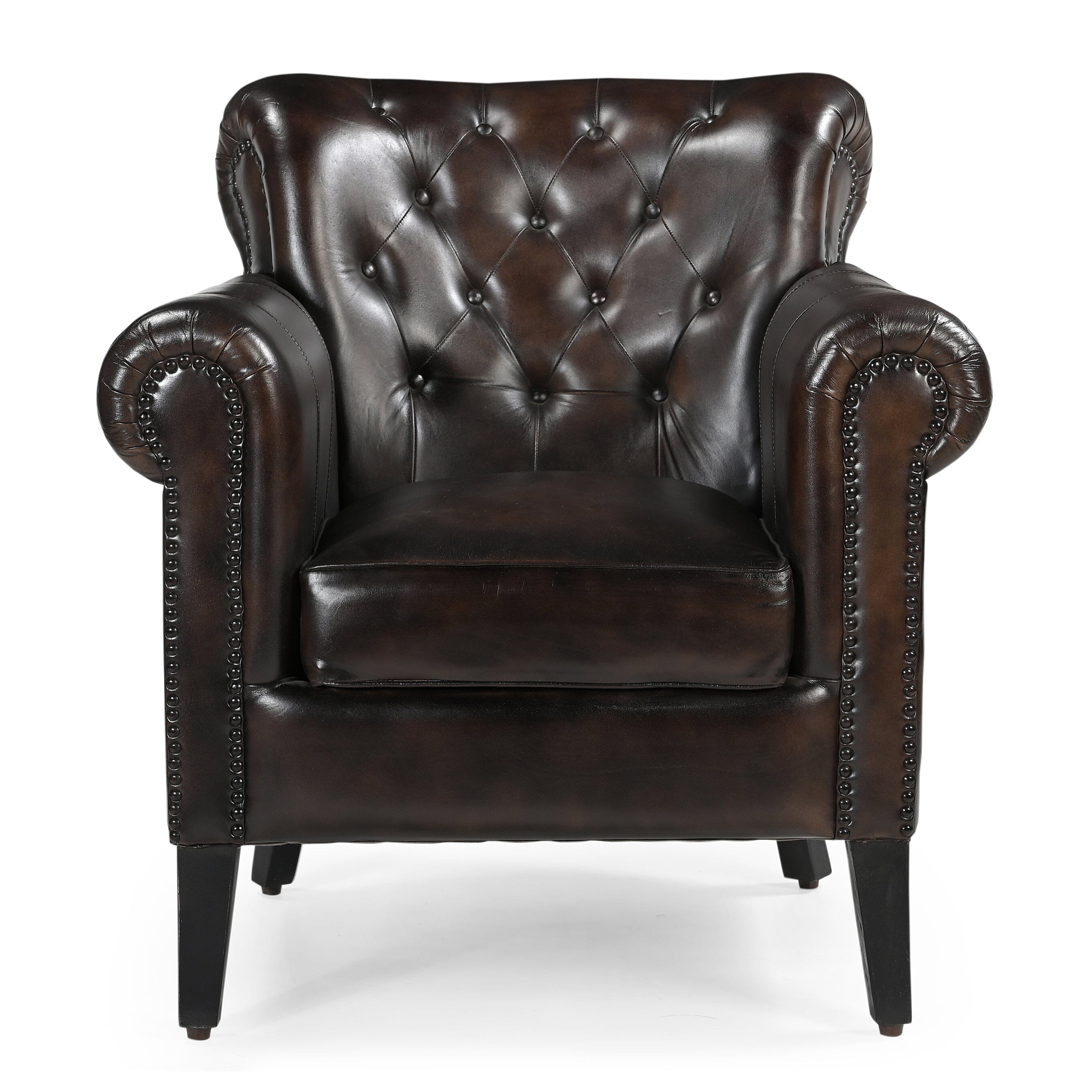 CHOCOLATE LEATHER ARMCHAIR