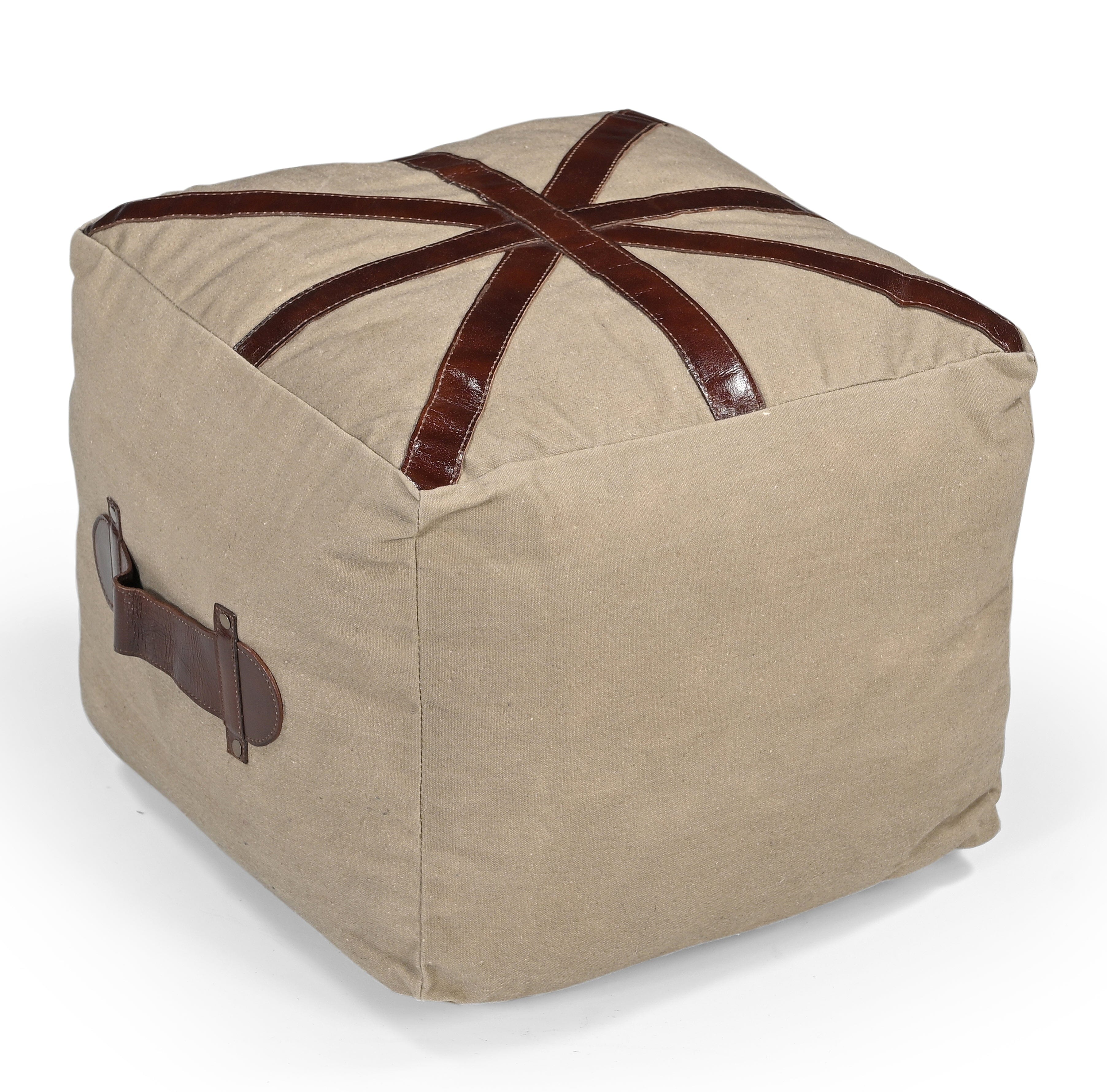 N0 6 SQUARE LEATHER OTTOMAN