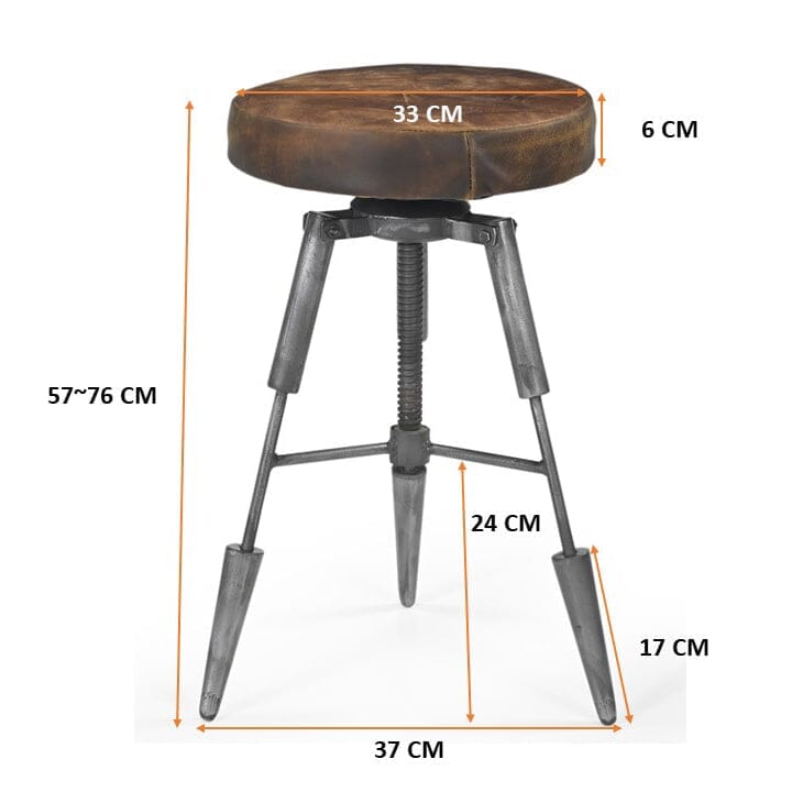 TRIPOD LEATHER WIND UP STOOL