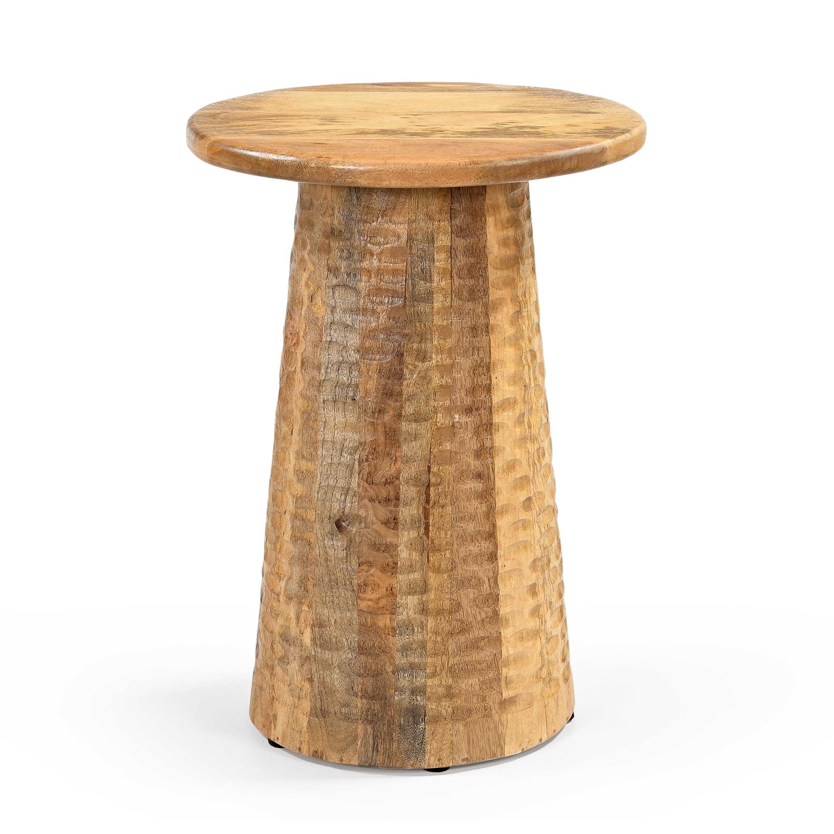 HAMMERED HAND CRAFTED HARDWOOD SIDE TABLE