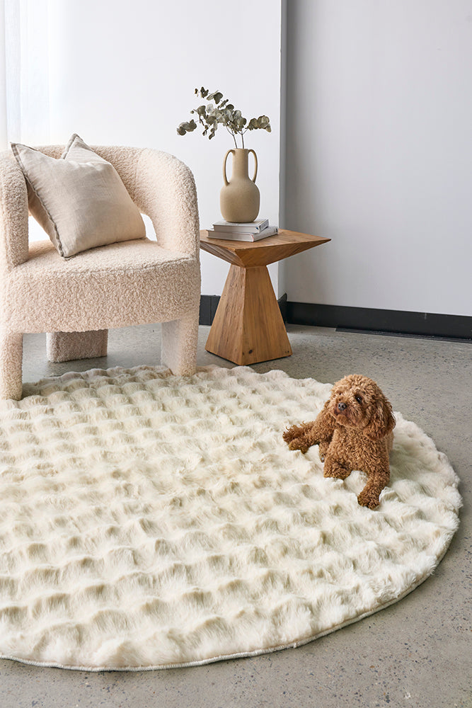 Bubble Washable Rug - Natural 100X100Cm