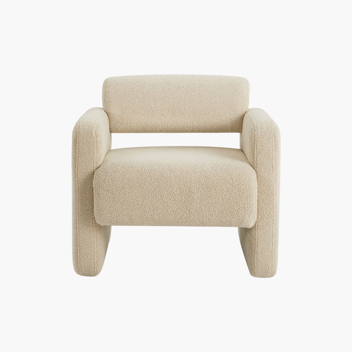 Lilah Modern Boucle Fabric Armchair - Light Sand