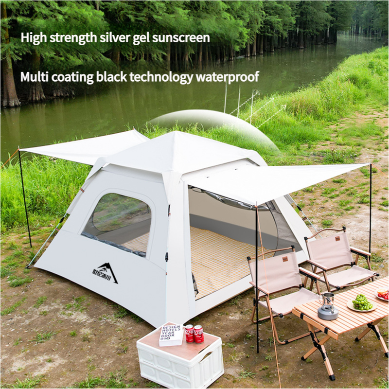 Four-sided tent with Sunshade Awning - Small size 210x210x140cm , High-Strength UV Protection and Multi-Coating Waterproof for outdoor excursions