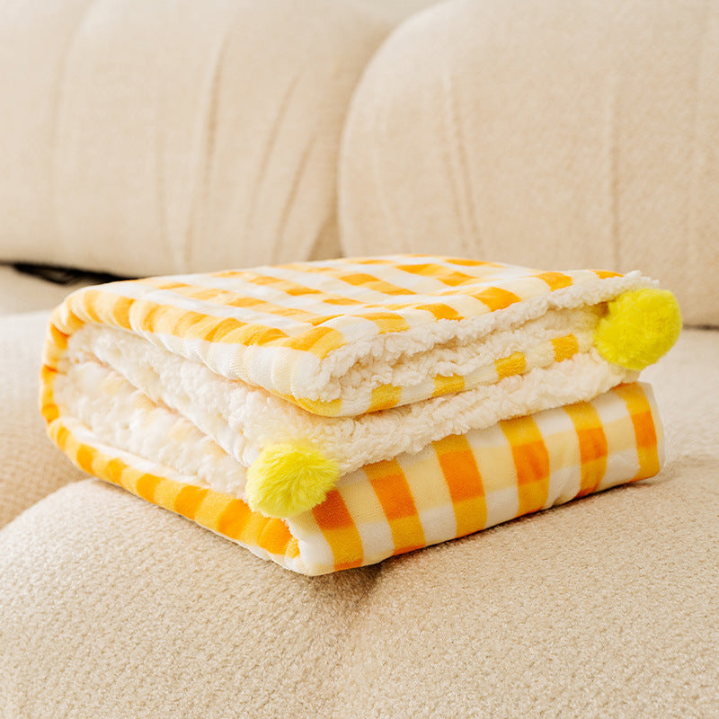 Multi-Use Pet Blanket -Soft Cushion, Blanket, and Pillow for Cats and Small Dogs, Yellow XL100*78CM