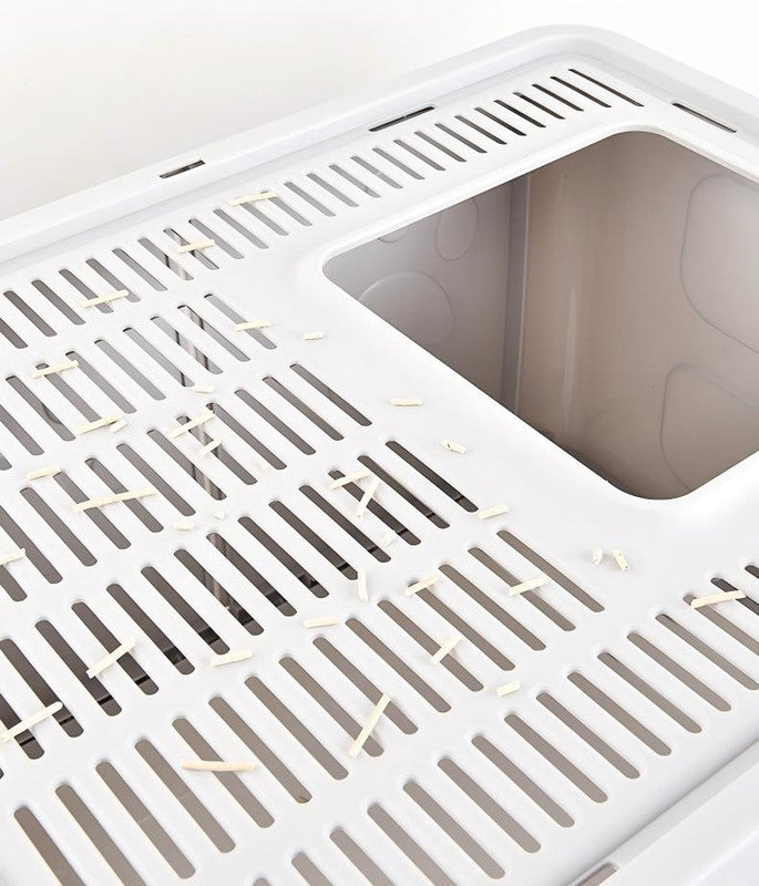 Foldable Cat Litter Box with Pull-Out Tray -Easy Cleaning and Anti-Splash Design Pink 51*41*38cm