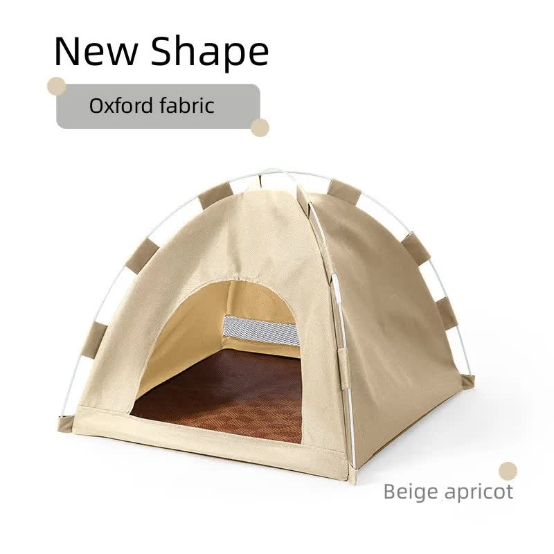 Outdoor Cat House,Pet Tent -Windproof and Dustproof Shelter for Small Pets, Apricot, Size: M  40*40*37cm