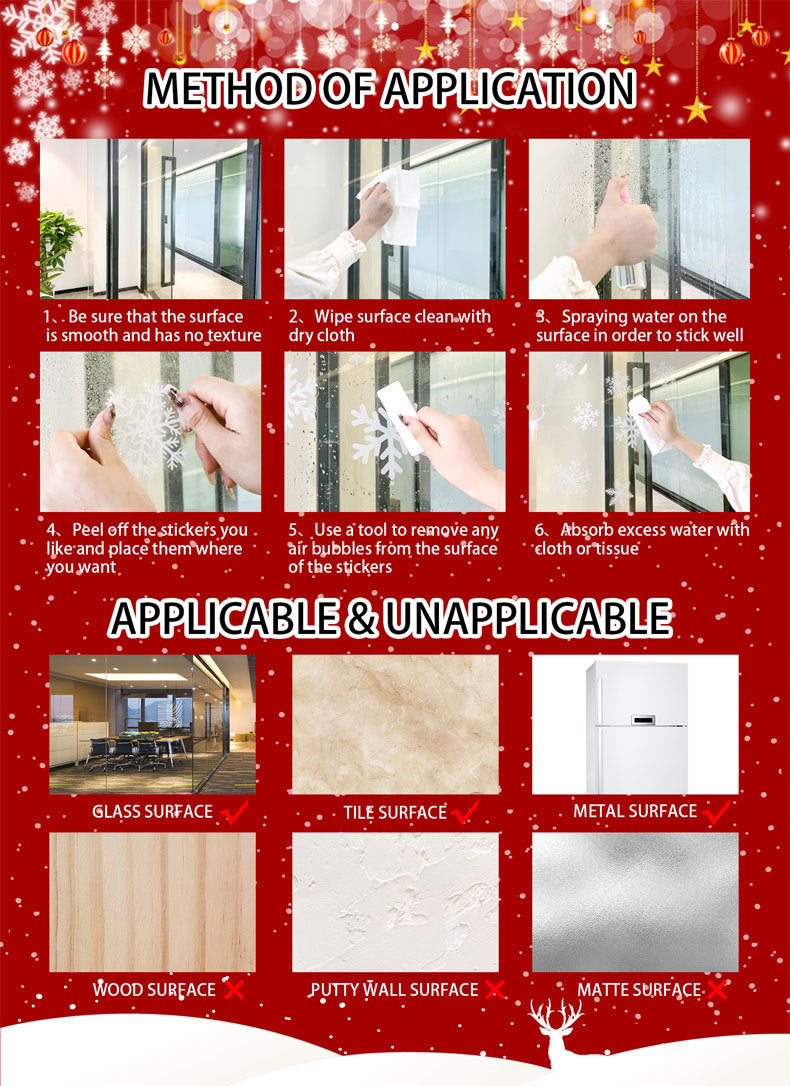 Christmas Window Stickers - Festive Santa Claus, Penguin, and Reindeer Decals for Holiday Home Decor - 2 Set of 16 Sheets 25*35cm