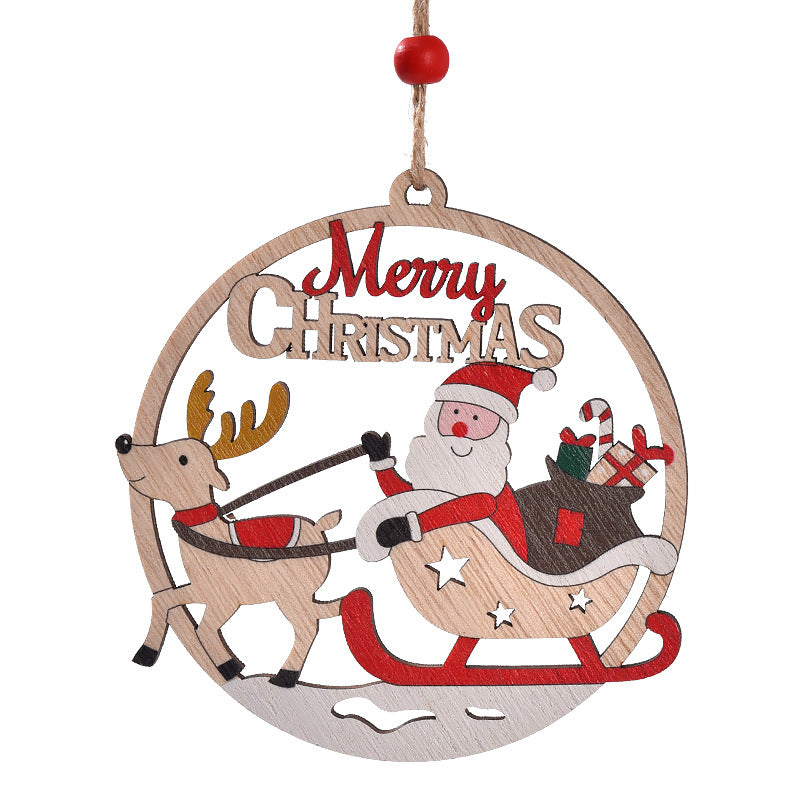 Set of 4 Wooden Christmas Hanging Ornaments – Santa, Snowman, and Reindeer Decorations 2 set, 8 pieces in total