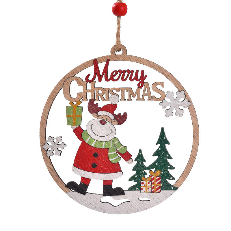 Set of 4 Wooden Christmas Hanging Ornaments – Santa, Snowman, and Reindeer Decorations 2 set, 8 pieces in total