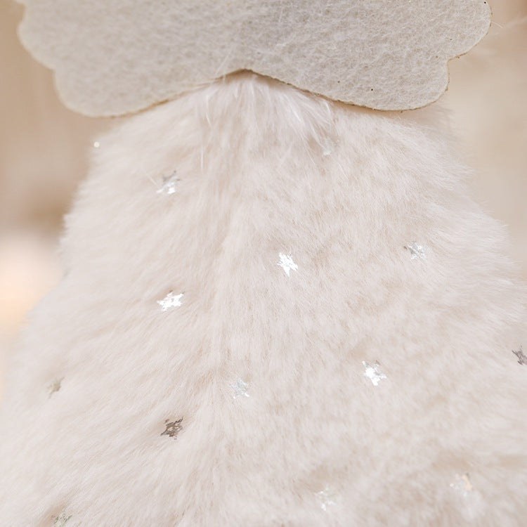 Fluffy Angel Hanging Ornament with Heart and Glitter Wings - Christmas Tree Decoration 16*10 cm Pink 6 pieces