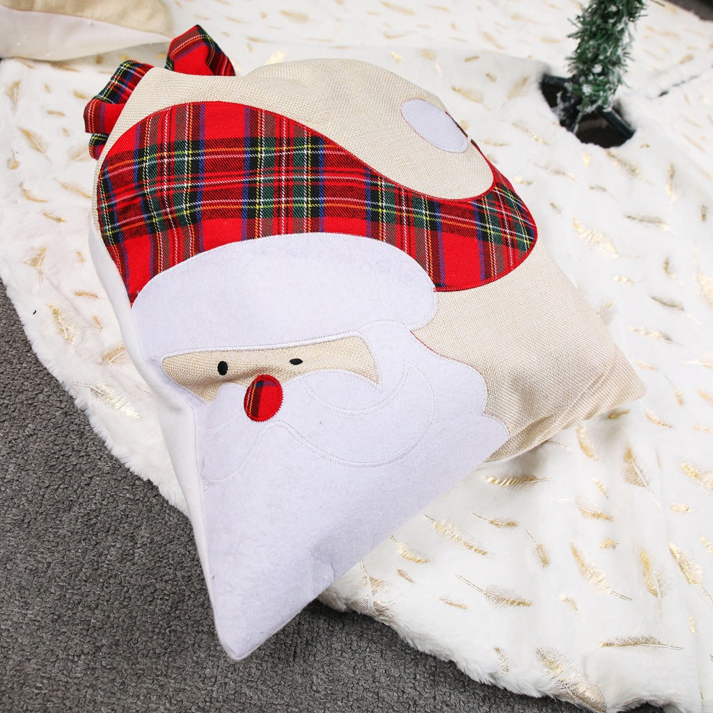 Large Santa Claus Gift Bag with Drawstring Closure - Plaid Christmas Sack for Holiday Presents 3 pieces