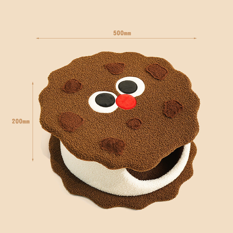 Adorable Cookie-Shaped Cat Bed - Cozy and Playful Pet Hideout (50x20 cm)