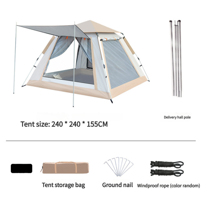 Camping Tent with Awning | Waterproof Family Tent with Carry Bag and Accessories 240*240*155cm Cloudy Gray