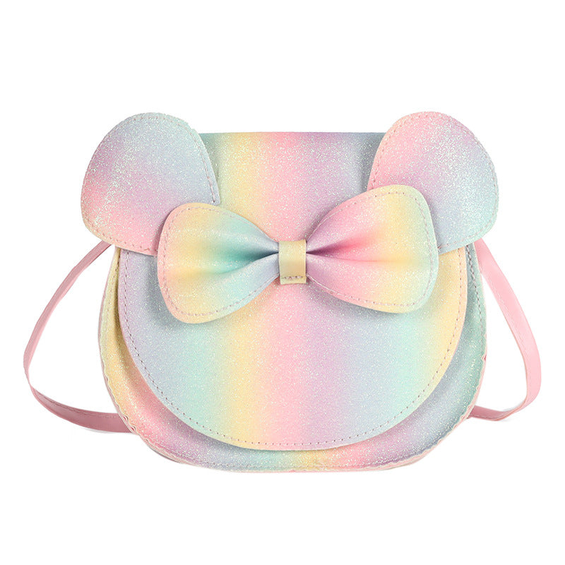 Adorable Bow Bear Crossbody Bag for Kids - rainbow-colored Shoulder Bag 18*17*8cm